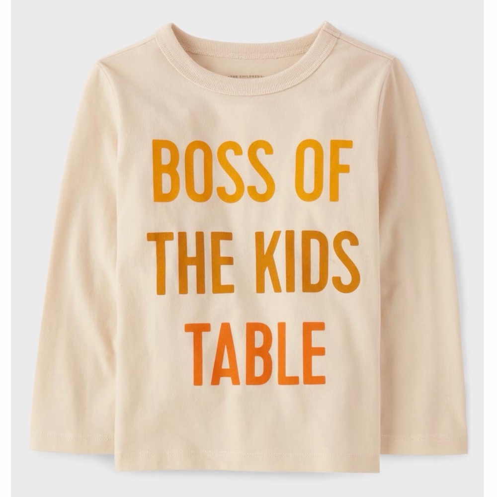 Place Cream Long Sleeve Tee with Orange Text